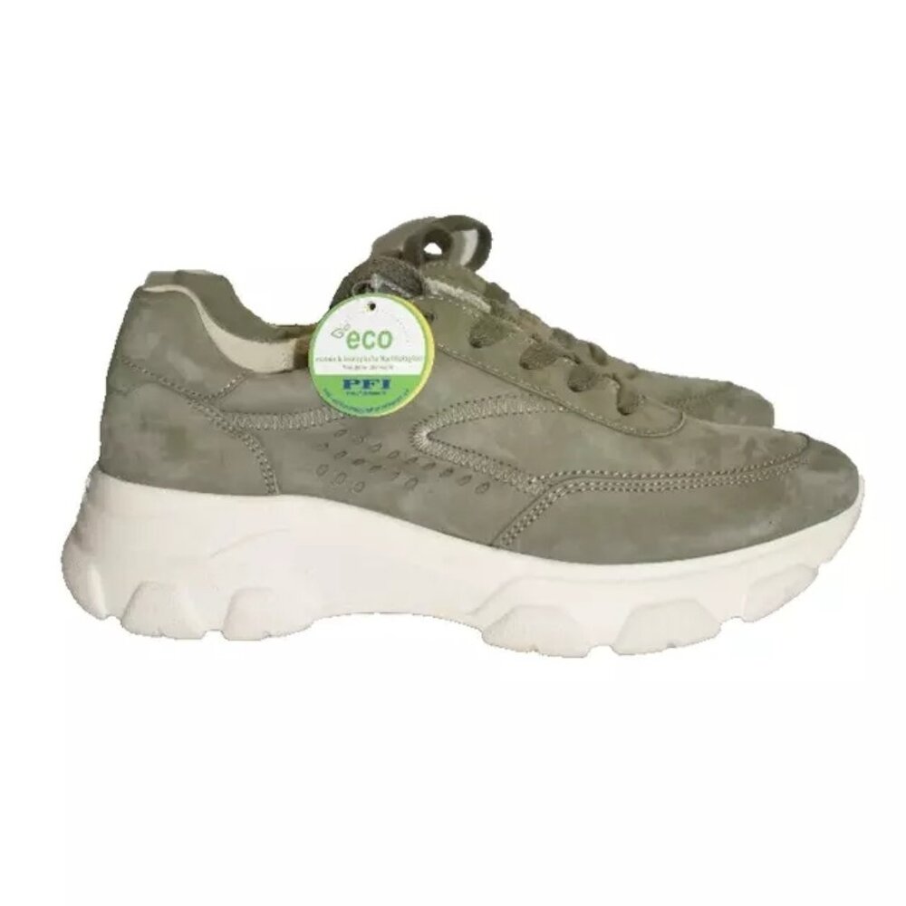 NWT $500 PAUL GREEN NUBUCK LOW TOP SNEAKER NUBUCK LIGHT GREEN COMFY 9 US (TE3)